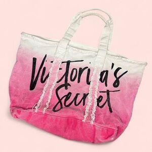 Victoria's Secret Ombre Pink‎ and White Vintage Tote